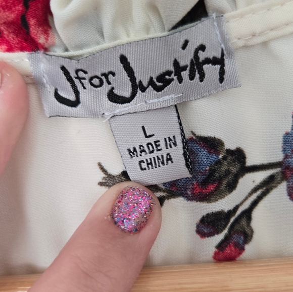 J for Justify Floral Mini Dress in Red and Blue Size Large - Picture 2 of 4